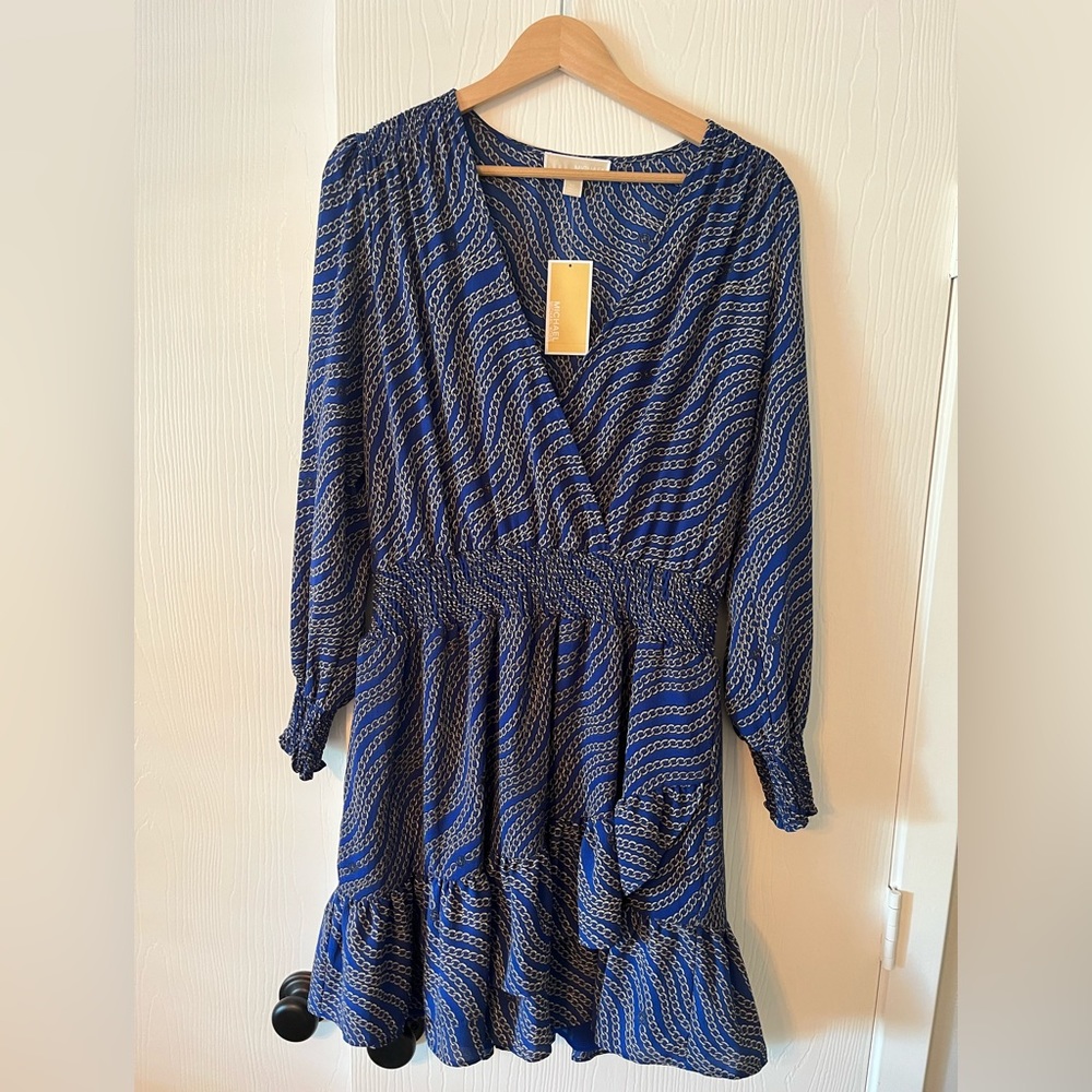 Michael Kors Twilight Blue Long Sleeve Dress XL